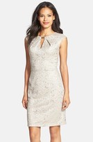 Thumbnail for your product : Donna Ricco Embellished Neck Metallic Lace Sheath Dress