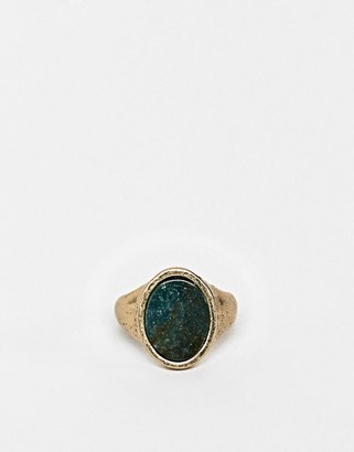 Reclaimed Vintage inspired signet ring with semi precious Stone exclusive at ASOS