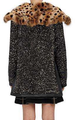 Marc Jacobs Women's Fur-Collar Sequined Wool Coat