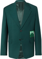 Thumbnail for your product : Prada Bottle-Green Slim-Fit Logo-Appliqued Mohair And Wool-Blend Blazer