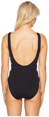 Vince Camuto Lace-Up Solids U-Neck One-Piece Women's Swimsuits One Piece