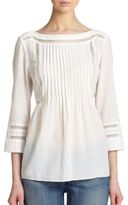Thumbnail for your product : Rebecca Taylor Mesh-Trimmed Cotton Tunic