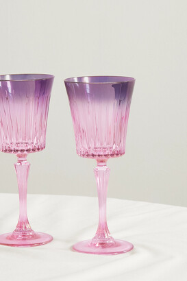 Luisa Beccaria Shaded Set Of Two Iridescent Degradé Water Glasses - Violet