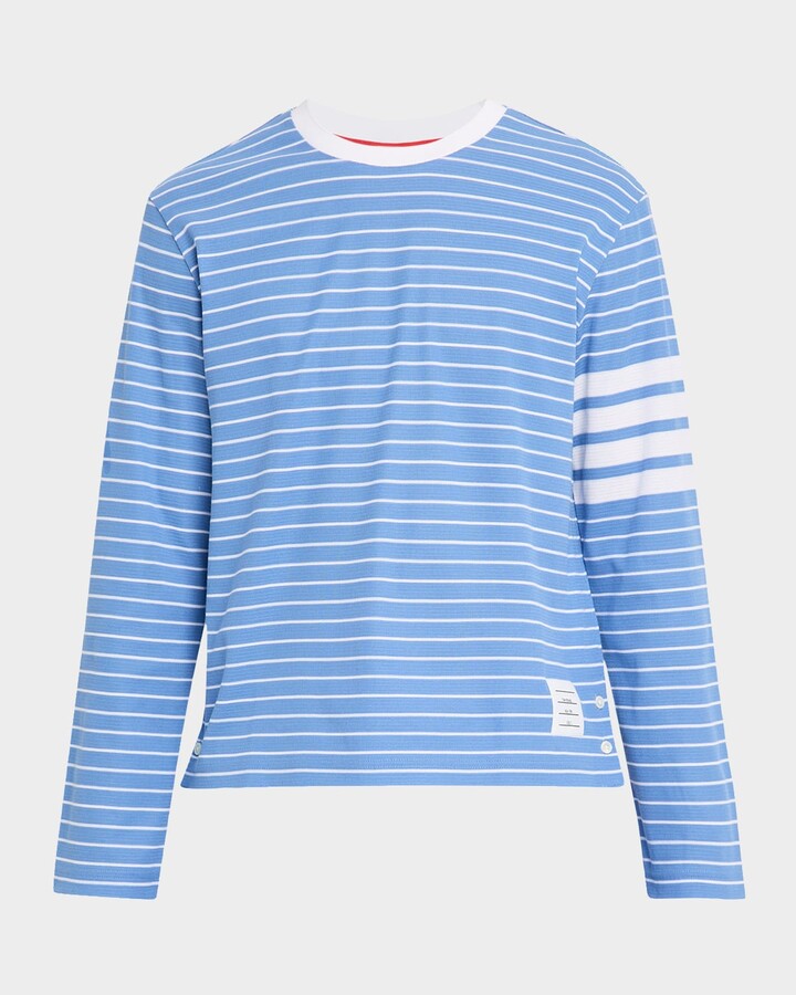 Thom Browne Men's Cotton 4-Bar Stripe Sleeve T-Shirt