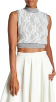 Thumbnail for your product : Lily White Cropped Knit Lace Sweater Tank