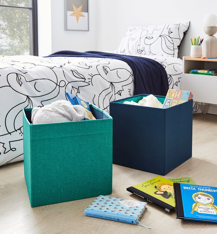 Dunelm Set of 2 Kids Foldable Cube Storage Navy ShopStyle
