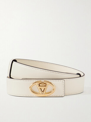 ベルト Valentino Garavani Ivory Leather Vlogo Belt VLogo Signature 20 reversible leather belt in white