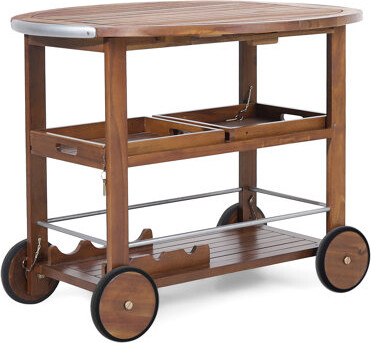 Latitude Run Modern Industrial Design Bar Cart For Outdoor Parties Functional With Adjustable Top And Storage Compartments