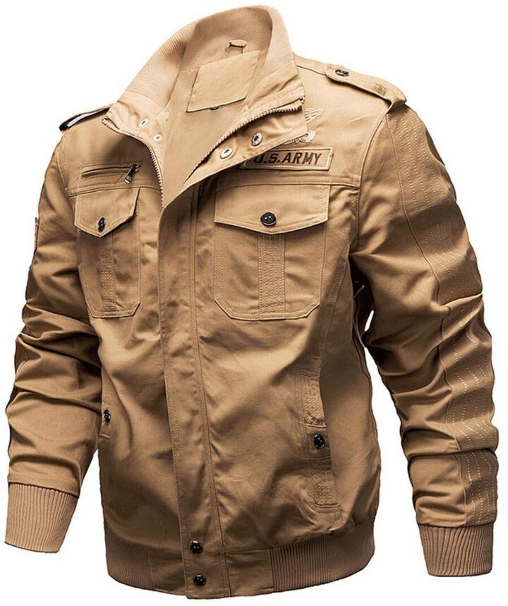 JIINN Mens Cotton Casual Spring Autumn Jackets Lightweight Slim Fit Bomber Jackets Coats Classic Outerwear Windbreaker