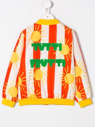 Mini Rodini Sun And Striped Print Bomber Jacket