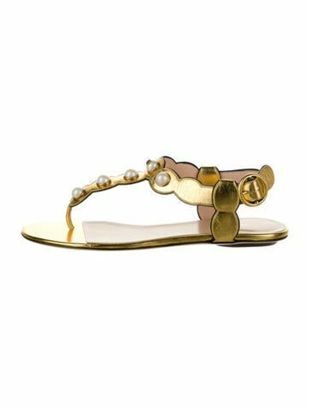 gucci gold sandals with pearls