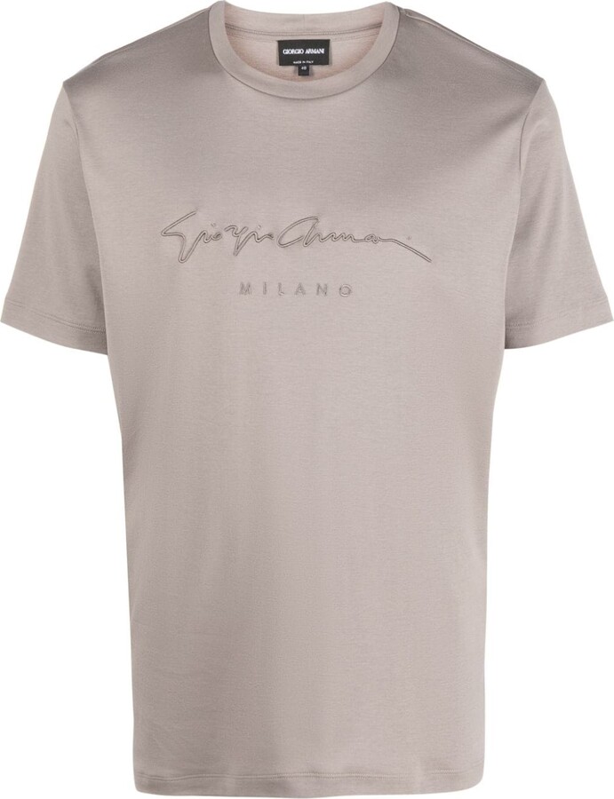 Armani Logo-Embroidered Cotton T-Shirt
