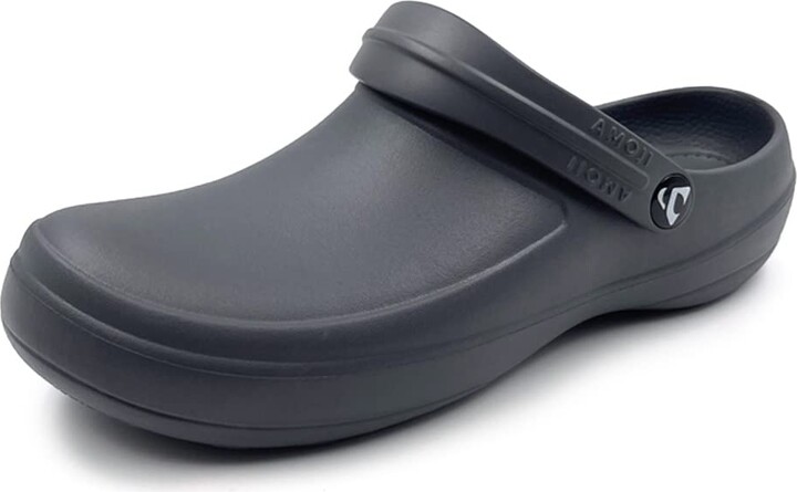 AMOJI Work Clogs Chefs Nurses Dental Rubber Plastic Shoes Grey Size 8 ...