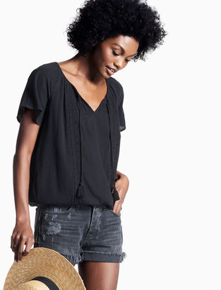 Lucky Brand Gauze Embroidered Top