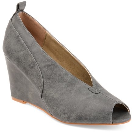 gray closed toe wedges