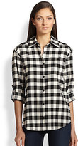 Thumbnail for your product : Alice + Olivia Piper Leather-Tab Shirt