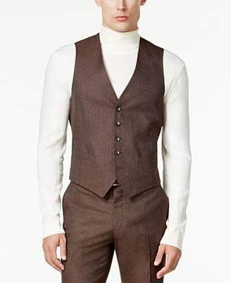 Perry Ellis Men's Slim-Fit Brown Birdseye Vested Suit