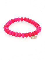 Thumbnail for your product : Sydney Evan Diamond, Hot Pink Chalcedony & 14K Yellow Gold Lips Beaded Stretch Bracelet