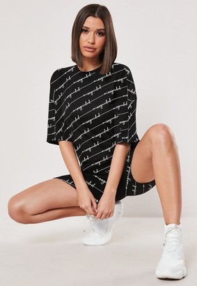 Missguided Black All Over Print T Shirt And Biker Shorts Co Ord Set -  ShopStyle