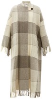 Thumbnail for your product : Jil Sander Checked And Tassel-trimmed Wool Cape Coat - Ivory Multi