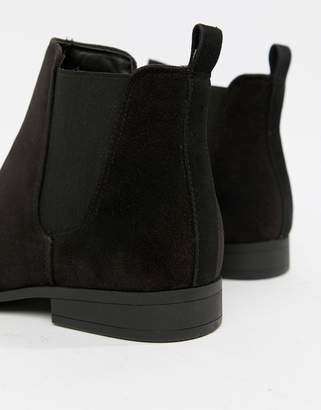 ASOS Design Wide Fit Chelsea Boots In Black Faux Suede