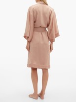 Thumbnail for your product : Carine Gilson Lace-trimmed Kimono-style Silk Robe - Pink