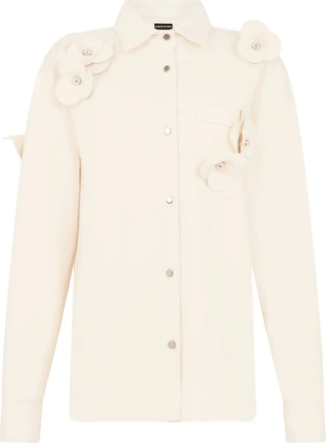 David Koma 3D Flower denim shirt
