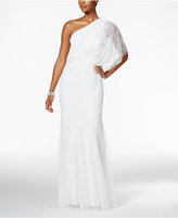 Thumbnail for your product : Adrianna Papell Beaded Tulle One-Shoulder Gown