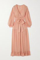 Thumbnail for your product : Evarae + Net Sustain River Belted Striped Tencel Lyocell Midi Wrap Dress - Pink