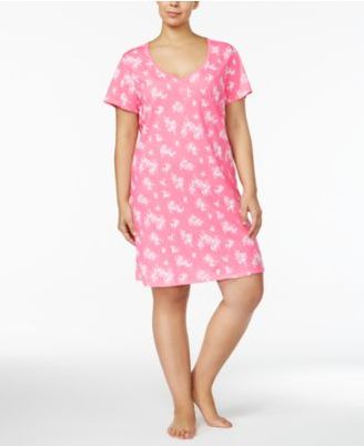 Charter Club Plus Size Printed Cotton Sleepshirt, Only at Macy's
