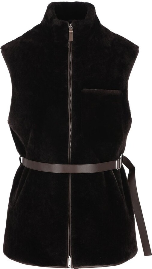 Tod's Italian Winter Belted Shearling Jacket