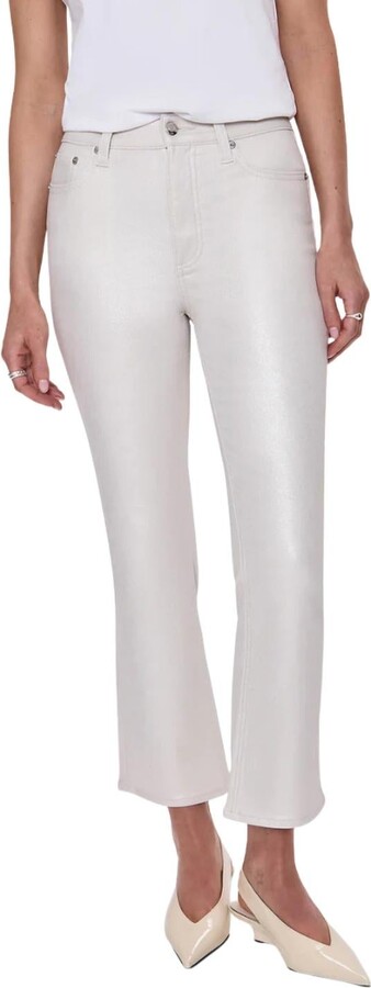 Pistola Denim Lennon High Rise Crop Boot Pant In Ivory Luster