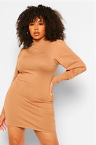 Thumbnail for your product : boohoo Plus Long Sleeve Knitted Jumper Dress