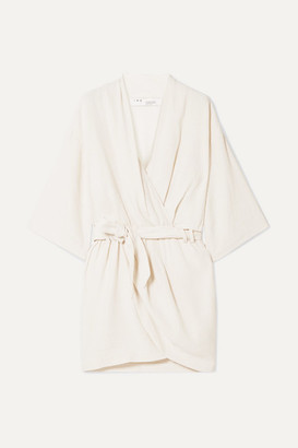 IRO Lilya Wrap-effect Linen And Silk-blend Mini Dress - Off-white