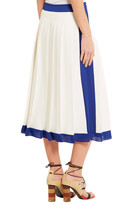 Thumbnail for your product : Victoria Beckham Georgette-Trimmed Pleated Crepe Midi Skirt
