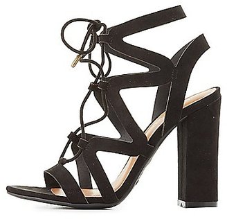 Charlotte Russe Bamboo Caged Lace-Up Sandals