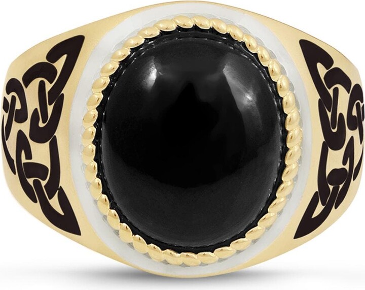 LuvMyJewelry Black Onyx Sterling Silver Men Signet Ring With Enamel