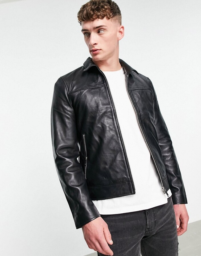 Bolongaro Trevor slim fit leather jacket - ShopStyle