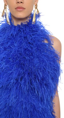 ATTICO Ostrich Feather Embellished Mini Dress