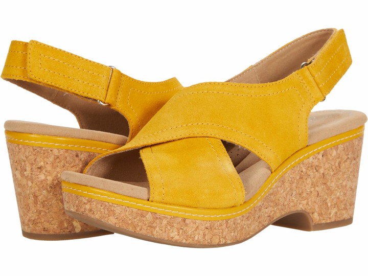 clarks yellow wedges
