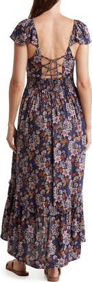 Angie Floral Flutter Sleeve Maxi Dress