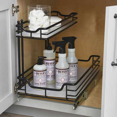 Rebrilliant Elizandra Glidez Powder-Coated Steel Pull-Out/Slide-Out Storage Organizer with Plastic Liners for Under Sink or Under Cabinet Use - 2-Tier Design - Fi