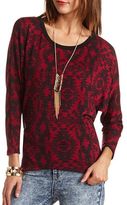 Thumbnail for your product : Charlotte Russe Hi-Lo Printed Hacci Pullover