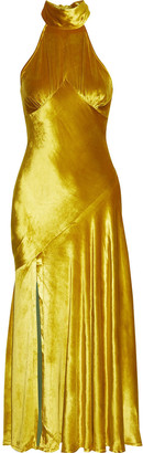 De La Vali Vivienne Asymmetric Silk-satin Midi Dress