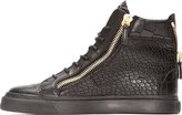 Thumbnail for your product : Giuseppe Zanotti BLACK CROC-EMBOSSED HIGH TOPS