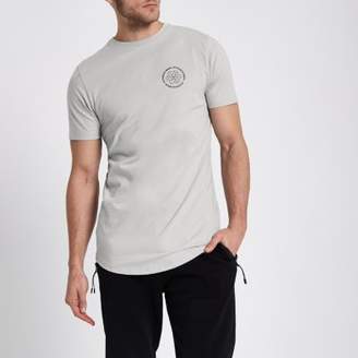 River Island Grey 'notorious' chest print slim fit T-shirt