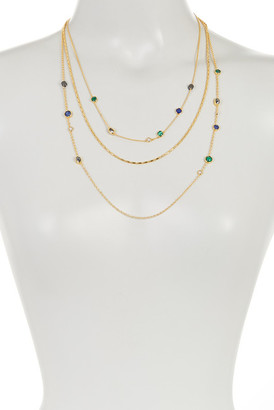Botkier Triple Layer Stone Accented Mix Chain Necklace