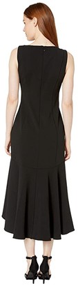 Calvin Klein Asymmetric Neck High-Low Dress (Black) Women's Dress