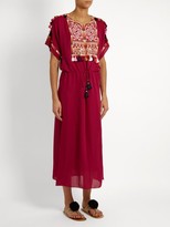 Thumbnail for your product : Figue Naya Embroidered Silk-georgette Dress - Pink