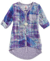 Thumbnail for your product : Beautees Girls' Plaid High-Low Top